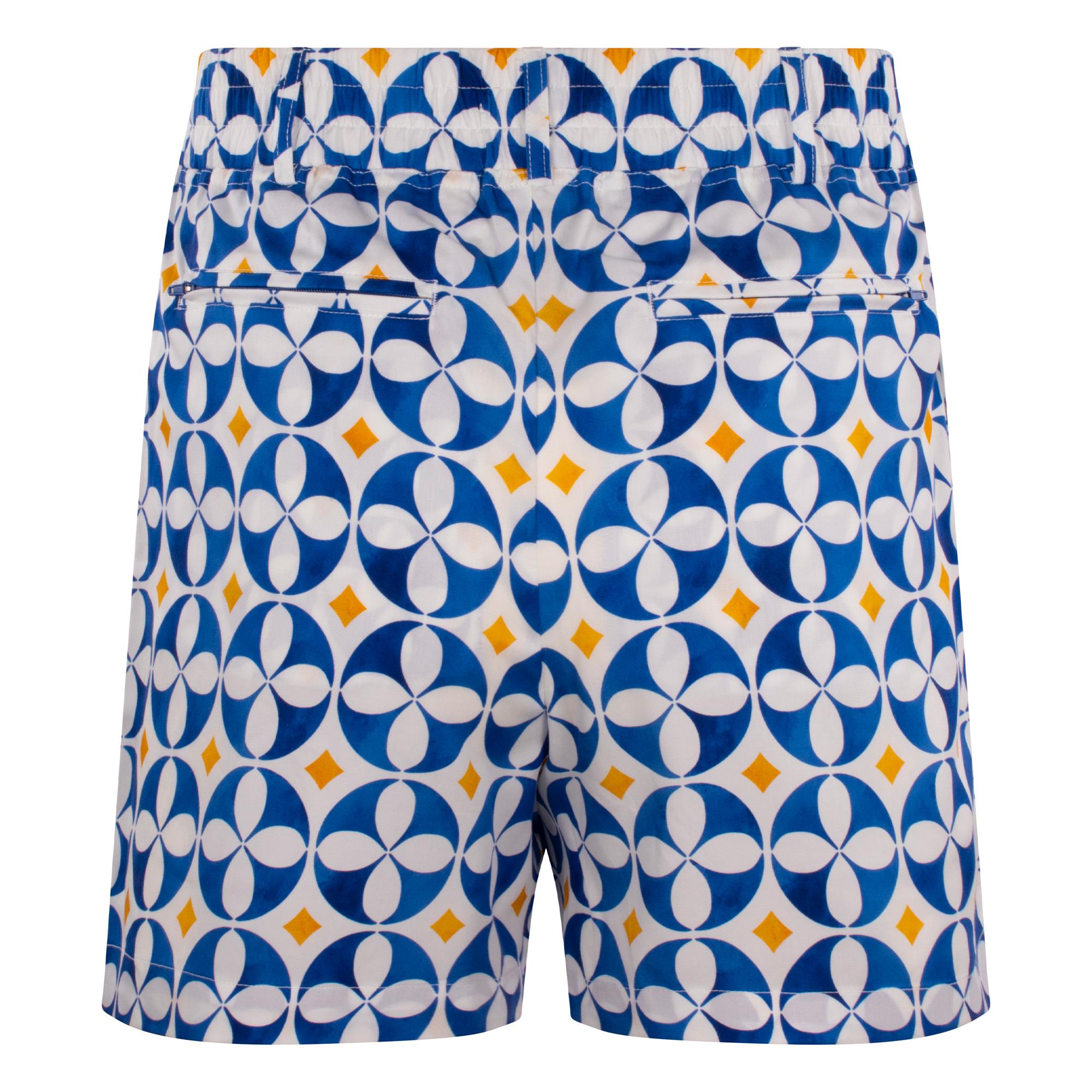 Malbon Golf Riviera Scooter Short White/Blue/Gold